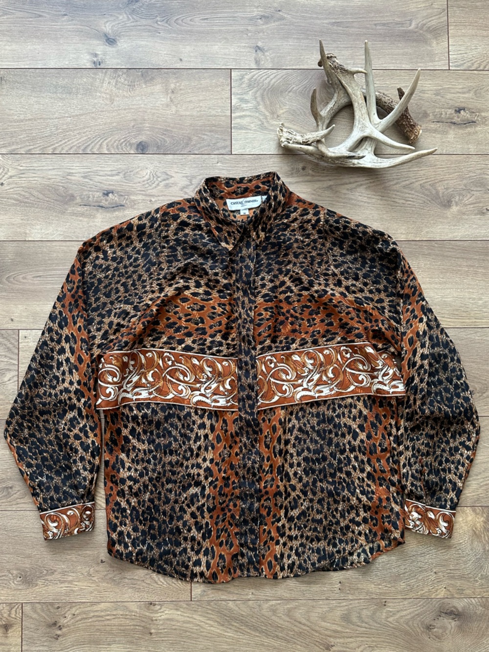 Vintage Casual Corner Leopard Western Blouse Drape Panel | Medium